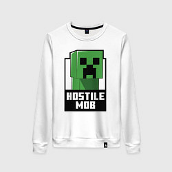 Свитшот хлопковый женский Minecraft hostile mob, цвет: белый