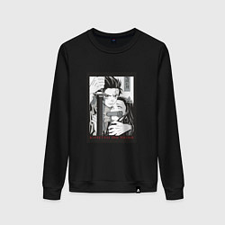 Свитшот хлопковый женский Тандзиро и Незуко Клинок рассекающий демонов kimet, цвет: черный