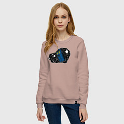 Свитшот хлопковый женский Тардис и звёзды, цвет: пыльно-розовый — фото 2