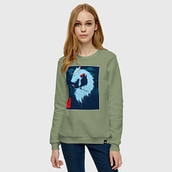 Свитшот хлопковый женский Принцесса Мононоке-волчица Моро, цвет: авокадо — фото 2