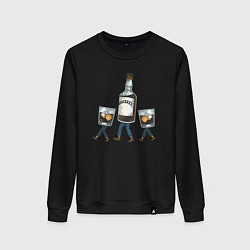 Свитшот хлопковый женский Человечки виски, цвет: черный