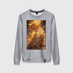 Свитшот хлопковый женский Клинок, рассекающий демонов Дзэнъицу Агацума, цвет: меланж