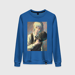 Свитшот хлопковый женский Человек-бензопила Кига одна из четырех всадников, цвет: синий