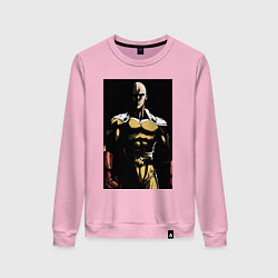 Свитшот хлопковый женский Ванпанчмен Сайтама супергерой, цвет: светло-розовый