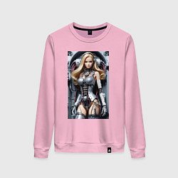 Свитшот хлопковый женский Cyber sexy Barbie - ai art fantasy, цвет: светло-розовый