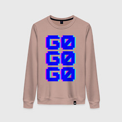 Свитшот хлопковый женский Надпись синего цвета go go go, цвет: пыльно-розовый
