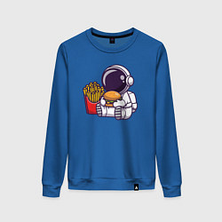 Свитшот хлопковый женский Голодный космонавт, цвет: синий