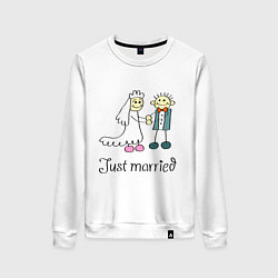 Свитшот хлопковый женский Just married, цвет: белый