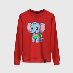 Свитшот хлопковый женский Весёлый слонёнок, цвет: красный