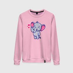 Свитшот хлопковый женский Влюблённый слонёнок, цвет: светло-розовый