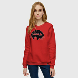 Свитшот хлопковый женский Night Santa Claus, цвет: красный — фото 2