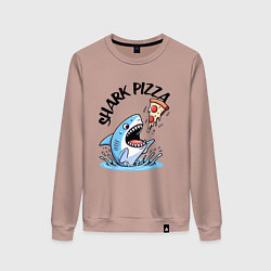 Свитшот хлопковый женский Shark pizza - ai art fantasy, цвет: пыльно-розовый