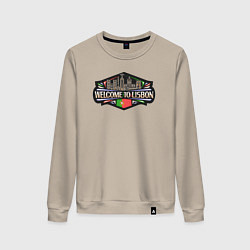Свитшот хлопковый женский Добро пожаловать в Лиссабон, цвет: миндальный