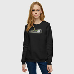 Свитшот хлопковый женский Football goal, цвет: черный — фото 2