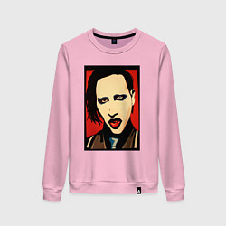 Свитшот хлопковый женский Marilyn Manson face, цвет: светло-розовый