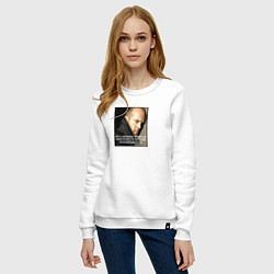 Свитшот хлопковый женский Джейсон Стэйтем: если уйдёте из моей жизни, без пи, цвет: белый — фото 2
