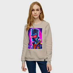 Свитшот хлопковый женский Cool Bart Simpson - neon glow, цвет: миндальный — фото 2