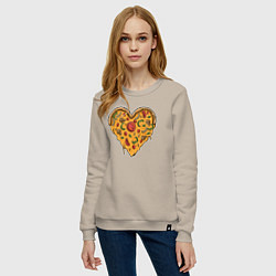 Свитшот хлопковый женский Pizza heart, цвет: миндальный — фото 2