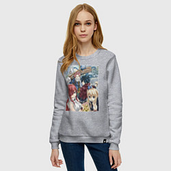 Свитшот хлопковый женский Хвост Феи Эрза Скарлет Грей Фуллбастер, цвет: меланж — фото 2