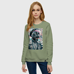 Свитшот хлопковый женский Чувак модная пантера из Нью-Йорка, цвет: авокадо — фото 2
