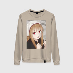 Свитшот хлопковый женский Волчица и пряности Холо монашка, цвет: миндальный