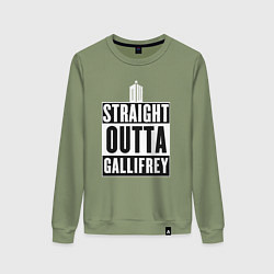 Свитшот хлопковый женский Straight outta gallifrey, цвет: авокадо