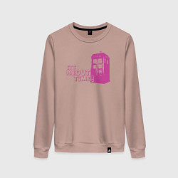 Свитшот хлопковый женский Тардис - самое время, цвет: пыльно-розовый