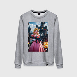 Свитшот хлопковый женский Принцесса Пич с автоматом, цвет: меланж