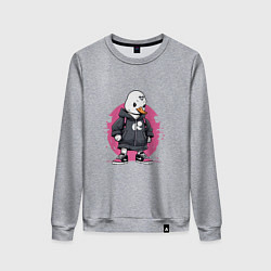 Свитшот хлопковый женский Утенок в кроссовках, цвет: меланж