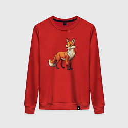 Свитшот хлопковый женский Внимательная лиса, цвет: красный