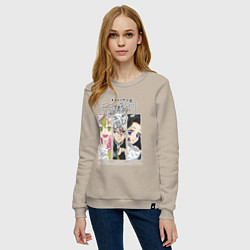 Свитшот хлопковый женский Клинок рассекающий демонов столпы Митсуи Тенген Ши, цвет: миндальный — фото 2