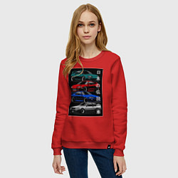 Свитшот хлопковый женский JDM автомобили, цвет: красный — фото 2