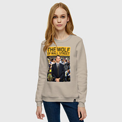 Свитшот хлопковый женский The wolf of wall street - Leo, цвет: миндальный — фото 2