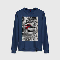 Свитшот хлопковый женский Lamborghini initial d, цвет: тёмно-синий