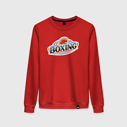 Свитшот хлопковый женский Boxing team, цвет: красный