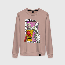 Свитшот хлопковый женский One-Punch Man Ванпанч, цвет: пыльно-розовый