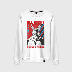 Свитшот хлопковый женский Моя геройская академия All Might pease symbol, цвет: белый