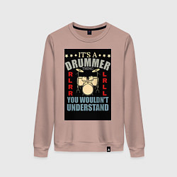 Свитшот хлопковый женский Барабанщик музыка, цвет: пыльно-розовый