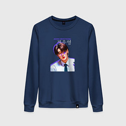 Свитшот хлопковый женский Jeong Wooyoung Ateez, цвет: тёмно-синий