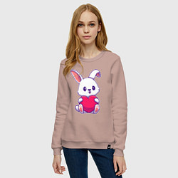 Свитшот хлопковый женский Heart rabbit, цвет: пыльно-розовый — фото 2