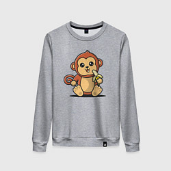 Свитшот хлопковый женский Мартышка и банан, цвет: меланж
