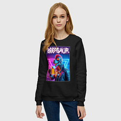 Свитшот хлопковый женский Cyber beersaur - neon glow, цвет: черный — фото 2