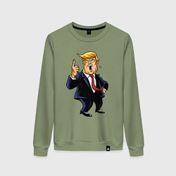 Свитшот хлопковый женский Злой Трамп, цвет: авокадо
