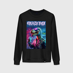 Свитшот хлопковый женский Crazy rex - ai art fantasy, цвет: черный