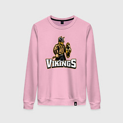 Свитшот хлопковый женский Vikings team, цвет: светло-розовый