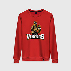 Свитшот хлопковый женский Vikings team, цвет: красный