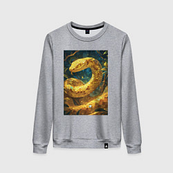 Свитшот хлопковый женский Золотая змея, цвет: меланж
