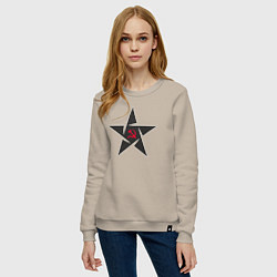 Свитшот хлопковый женский Black star USSR, цвет: миндальный — фото 2