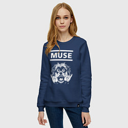 Свитшот хлопковый женский Muse rock dog, цвет: тёмно-синий — фото 2