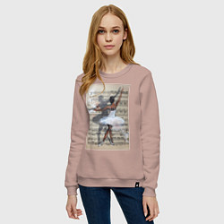 Свитшот хлопковый женский Балет ноты, цвет: пыльно-розовый — фото 2